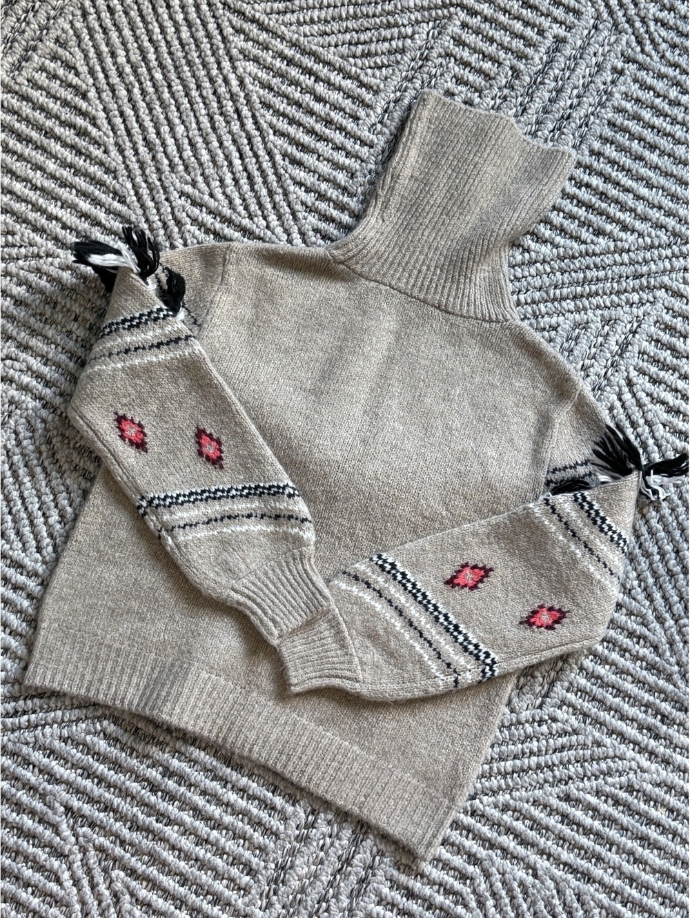 Lou & Grey for LOFT beige fringe turtleneck sweater size S